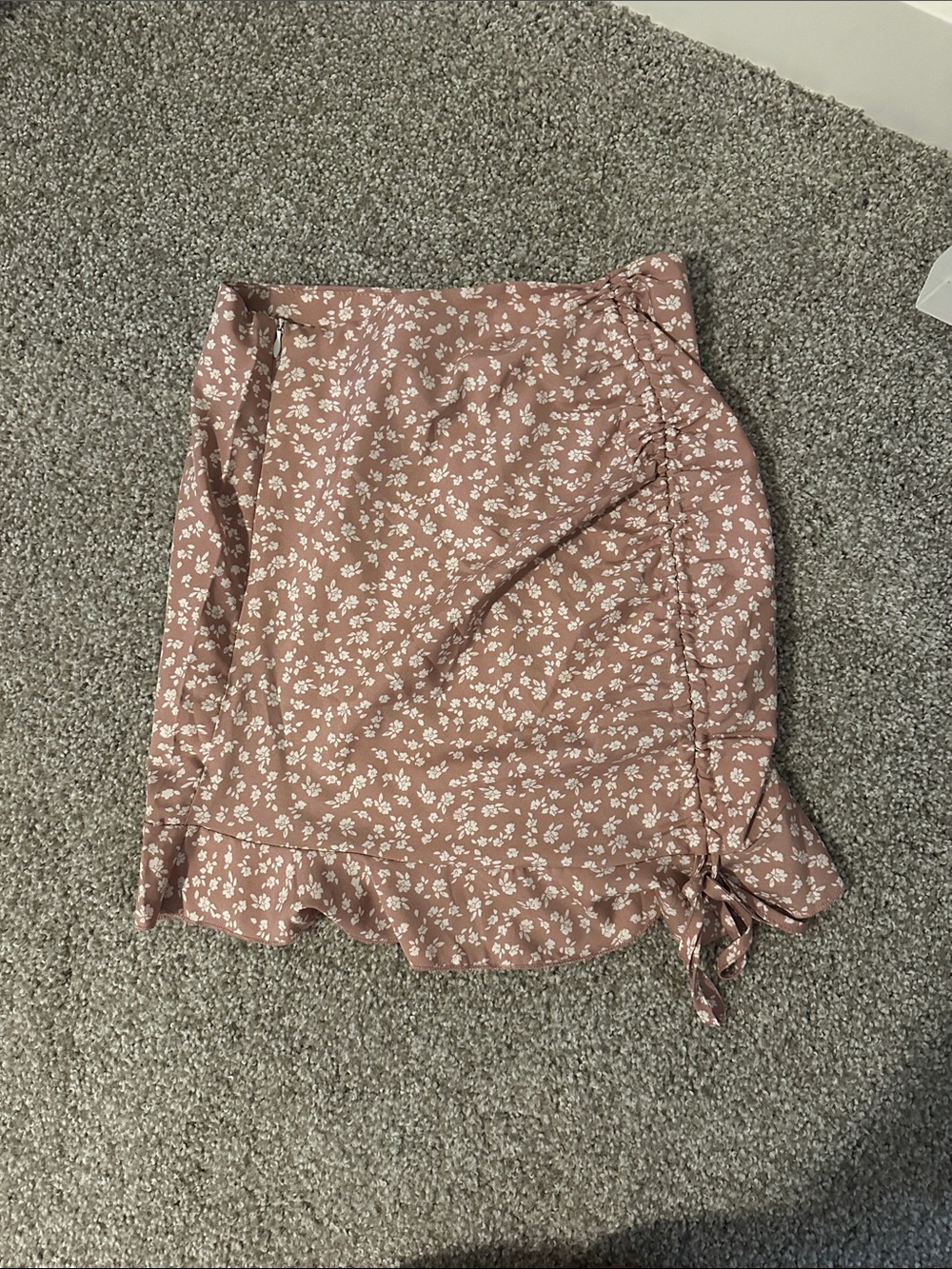 Floral Tie-Detail Pink Wrap Skirt